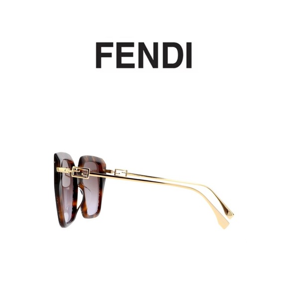 Fendi FF Vertigo Square Sunglasses Tortoiseshell‎ Brown Gradient Gold Accents main image 5